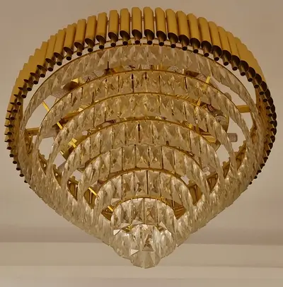 Large Gold Crystal Ceiling Chandelier (8 layers) - Rarely Used - Set of two