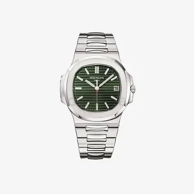 Patek Philippe Nautilus Stainless Steel Mens Watch with Green Dial