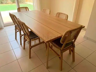 MOVING SALE! IKEA Large Dining Table + 6 VOXLOV Light Bamboo Chairs