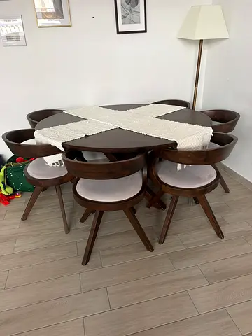 Solid Wood Round Dining Table with 6 Chairs urgently sale before Monday