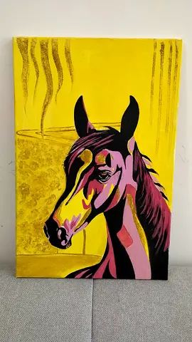 Original Acrylic Horse Portrait on Canvas — Bright Contemporary Art
