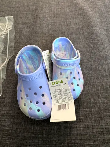 Kids Crocs Classic Marbled Clog Lavender and Multi