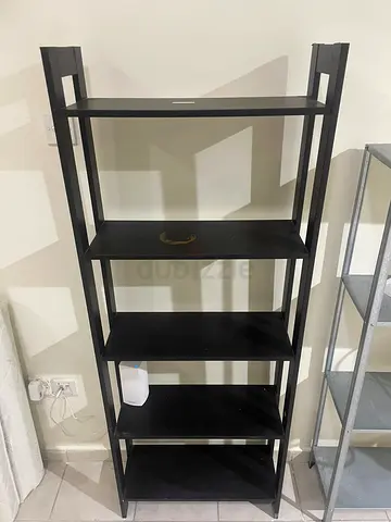 Black 5-Tier Open Shelf Unit — Good Condition