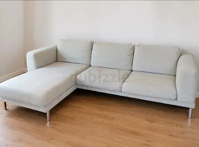 Light grey L-shaped fabric sofa with chaise - IKEA, good condition
