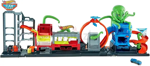 Hot Wheels Mega Track Set with Loop, Elevator and Octopus Feature - Used