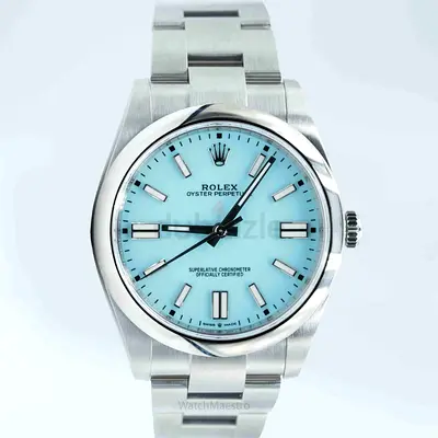 Rolex Oyster Perpetual Stainless Steel Mens Watch - Tiffany Blue Dial