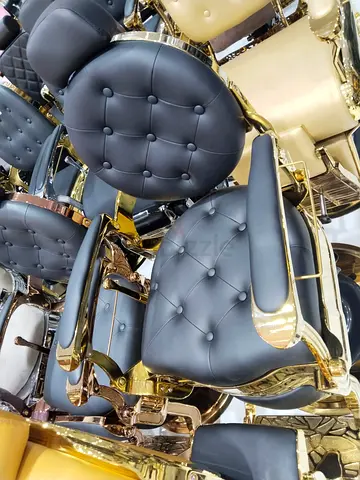 Set of stylish tufted dining chairs with gold frame (multiple available)