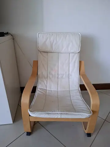 IKEA Poäng style bentwood lounge chair with white cushion for kids