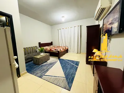 Furnished studio apartment for rent in Ajman, clean and tidy furniture - Al Muwaihat 2 - all bills and internet included - fully furnished
