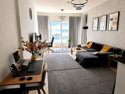 Stylish Fully Furnished 1BR in Skycourts Tower A | Pool, Balcony, Work Setup | 2-Month Summer Stay