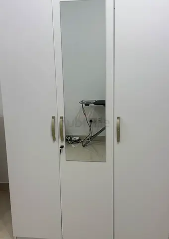 White Tall Cabinet / Wardrobe with Mirror - Good Condition