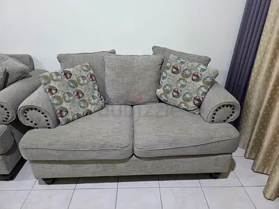 Light grey 3-2-2 seater fabric sofa in flawless used condition.
