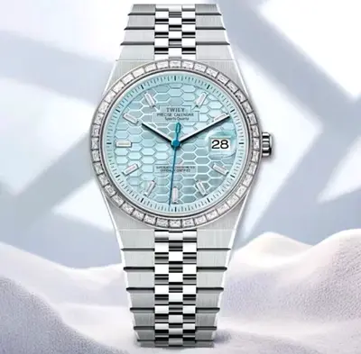 Rolex Land-Dweller Stainless Steel blue Dial - Full Bracelet SuperMaster Copy Watchwith stones bazel