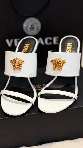 White Versace Medusa Leather Heeled Sandals - Size (37 size)