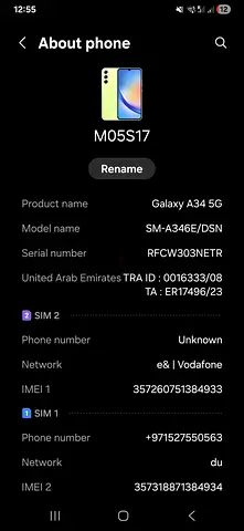 Samsung Galaxy A34 5G - used as new, middle east edition