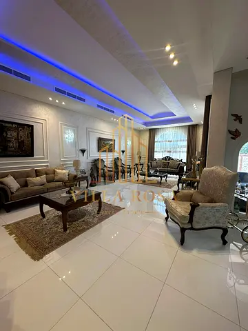 Two adjacent villas for sale in Sharqan area, owned by a Gulf national, prime location, brand new.