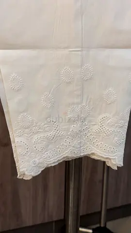 White embroidered cotton trouser