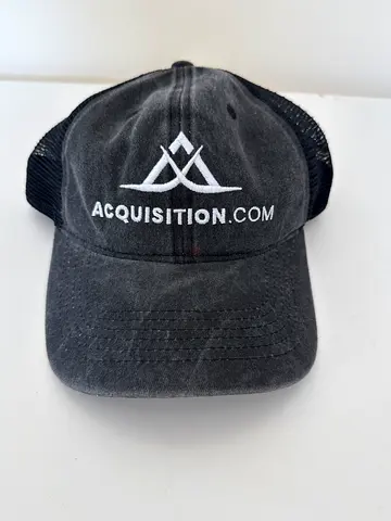Alex Hormozi grey baseball cap Acquisition.com