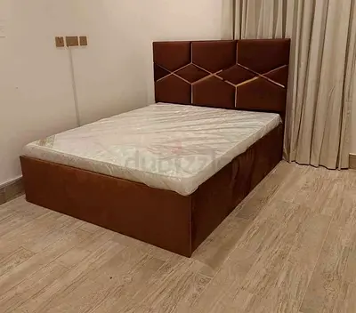 Brand New Brown upholstered Queen size bed with storage and mattress