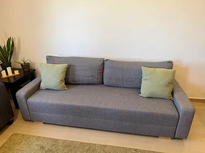 Modern 3-Seater Grey Fabric Sofa — Good Condition