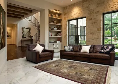 Pottery Barn Modern Brown Leather Sofa Set with Armchair