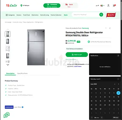 Samsung Double Door Refrigerator RT81K7057SL 585L