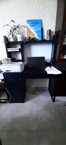 Wooden Study Desk with Shelves and Storage - Good Condition
