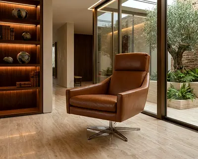 West elm Austin Leather Swivel Chair