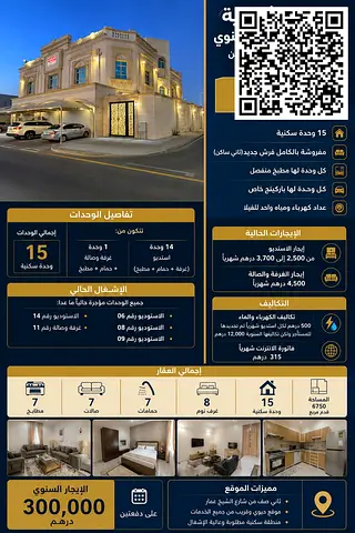للإيجار فيلا استثمارية بعائد قوي في الروضة – دخل شهري 48,700 درهم