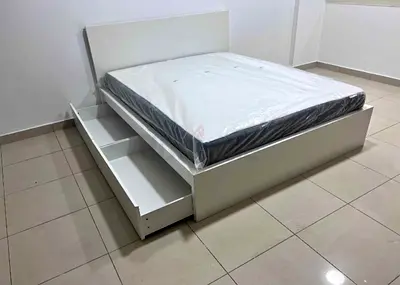 Malam queen size bed 160/200cm bed with 2 storage drawers underneath and Ikea mattress is available