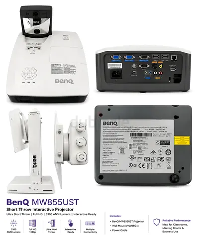 BenQ MW855UST Short Throw Interactive Projector - Full HD, 3300 ANSI Lumens
