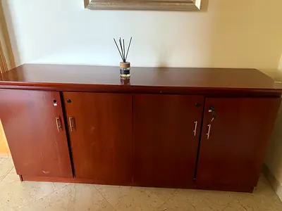 Walnut-Finish Storage Sideboard / Buffet Cabinet - AED 400
