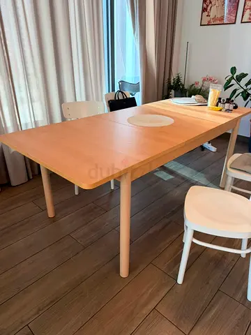 Solid Wood Dining Table (Seats 6) - Light Oak Finish