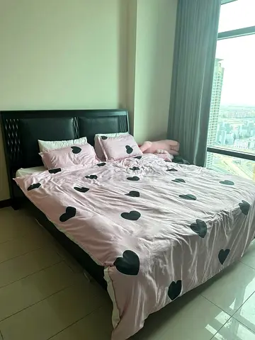 Modern Black King Size Bed Frame with High Headboard