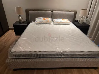 Brand new unused Bed with mattress and side tables for sale