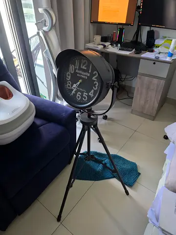 Industrial Tripod Floor Clock - Large Vintage-Style Standalone Clock