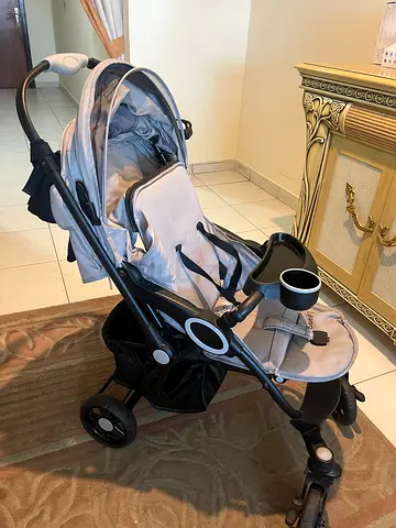 Bonfino grey stroller with reversible handle and seat + FREE juniors storage basket