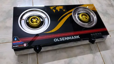 Olsenmark Two-Burner Gas Stove - Glass Top, Brand new.