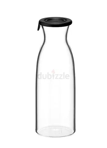 A pack of 5 Glass Water Carafe with Black Silicone Lid - 1L (Like New)