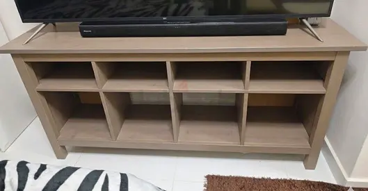 Wooden TV Stand / Entertainment Console with Open Shelving - Light Oak