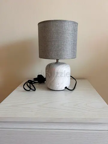 Set of 2 Modern Ceramic Bedside Table Lamps with Fabric Shade