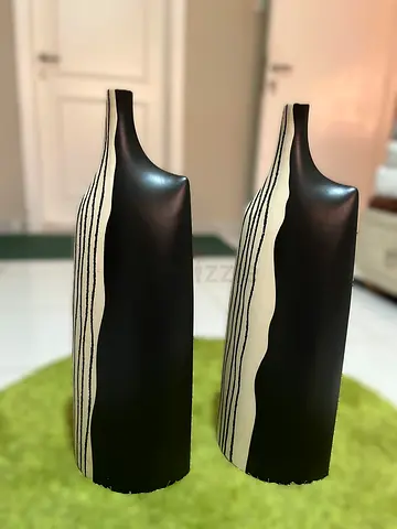 Modern Black and White Decorative Vase Pair