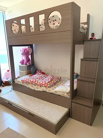 Kids Bunk Bed with Trundle  Storage Stairs