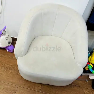 Used Cream Upholstered Accent Chair - Compact Barrel Chair