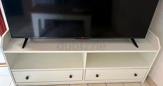 HAUGA White TV Stand with Drawers and Shelves + ÄMMARYD Coffee Table