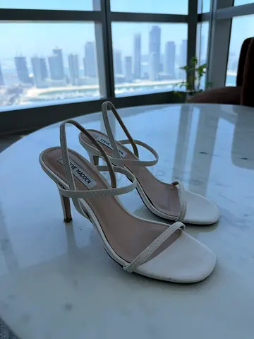 White Steve Madden Strappy Stiletto Heels, Size (please specify)