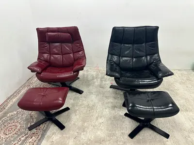 High quality Natuzzi two arm chair with footstool
