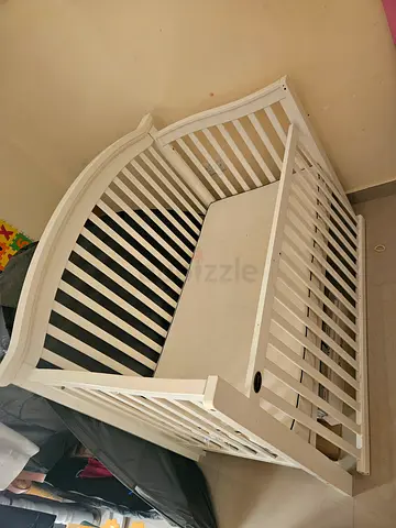 Sturdy White Wooden Baby Crib