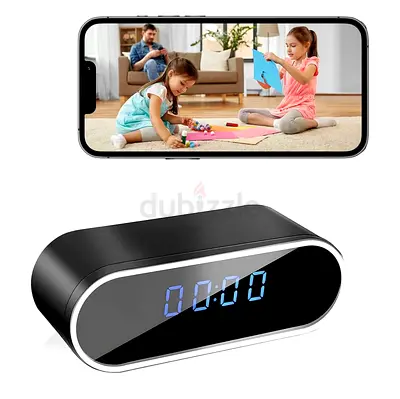 Digital LED Alarm Clock with Hidden Camera (Wi‑Fi) - Black