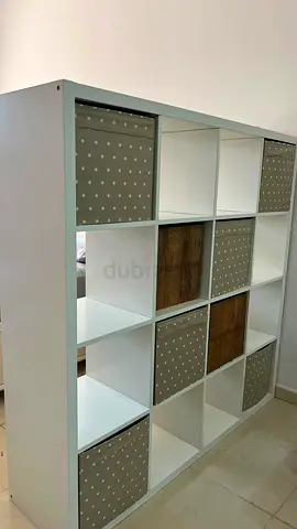 White 16-Compartment Room Divider / Storage Shelf with Fabric box included